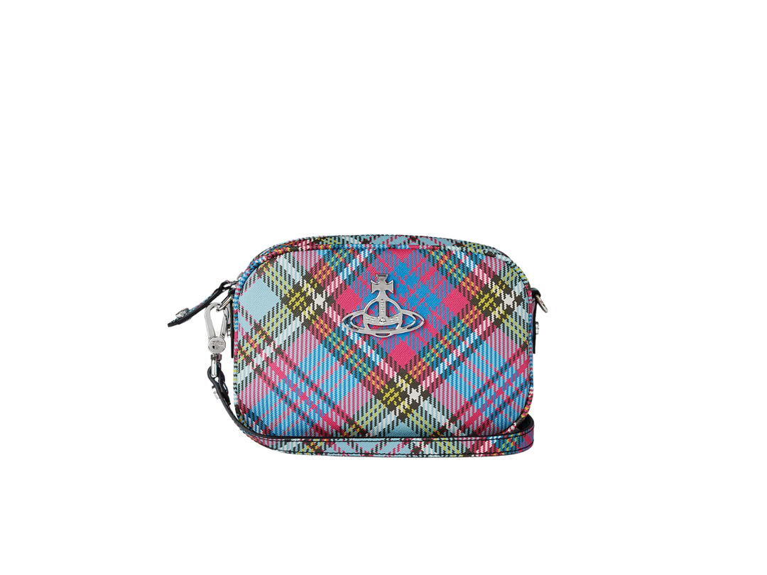 Vivienne Westwood Vivienne Westwood Anna Camera Bag In Cotton With Metal Line Orb Silver-Tone Hardware Macandy Tartan