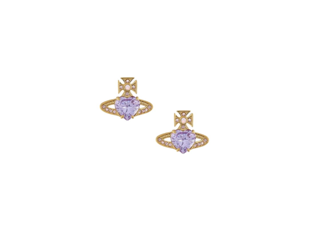 Vivienne Westwood Vivienne Westwood Ariella Earrings Gold-Rose Opal-Vintage Rose Crystal-Lavender CZ