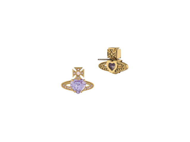Vivienne Westwood Vivienne Westwood Ariella Earrings Gold-Rose Opal-Vintage Rose Crystal-Lavender CZ - view 2
