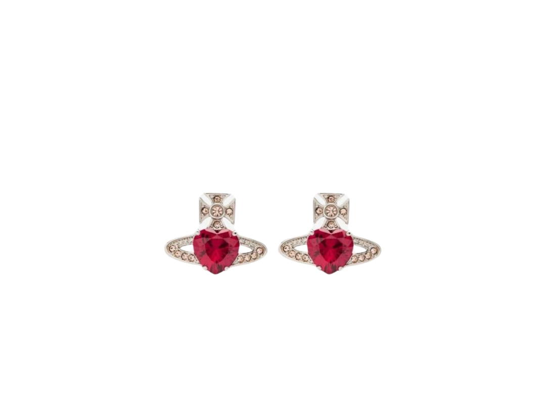 Vivienne Westwood Vivienne Westwood Ariella Earrings In Hoop Silhouette Silver With Hot Pink Crystal