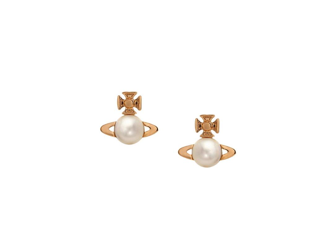Vivienne Westwood Vivienne Westwood Balbina Earrings In Pearl With Pink Gold-Tone Plating