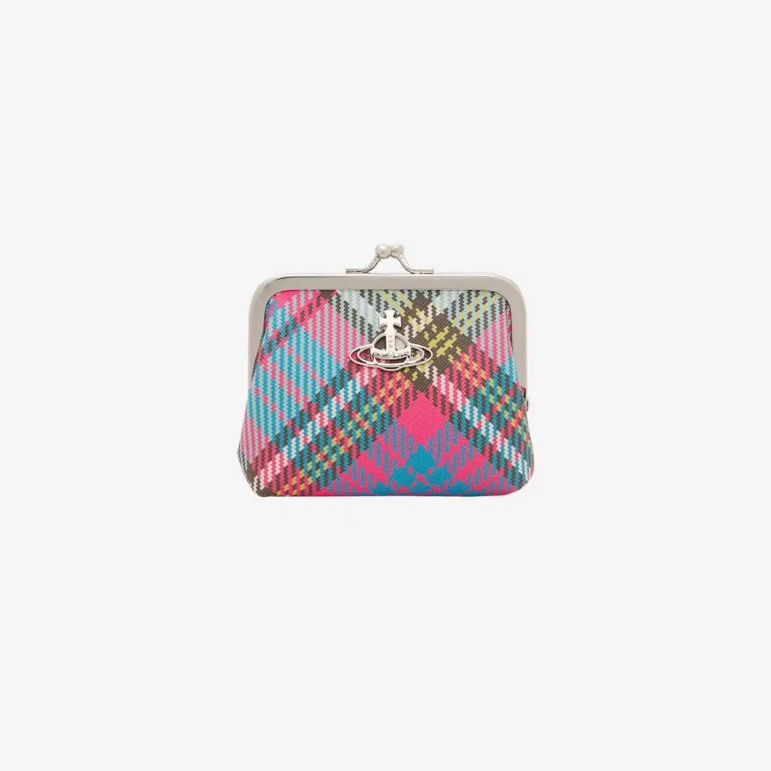 Vivienne Westwood Vivienne Westwood Biogreen Saffiano Printed Derby Frame Coin Purse Macandy Tartan