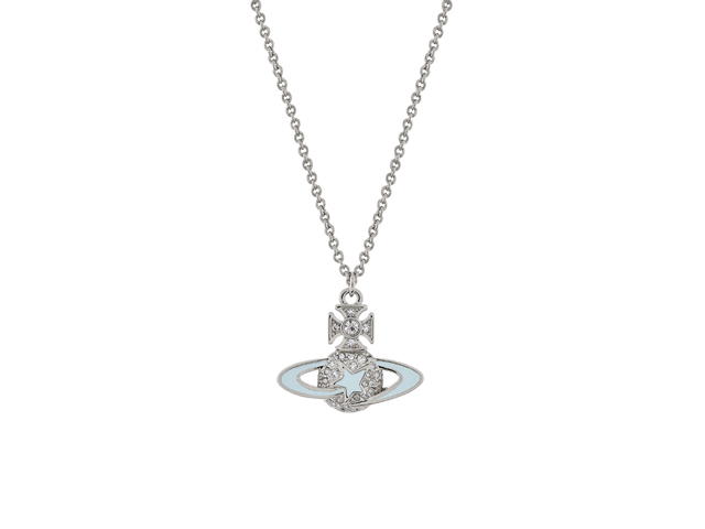 Vivienne Westwood Vivienne Westwood Darlene Pendant Necklace In Orb Charm Detailed With A Star Platinum-Crystal Crystal-Light Blue Enamel - view 1