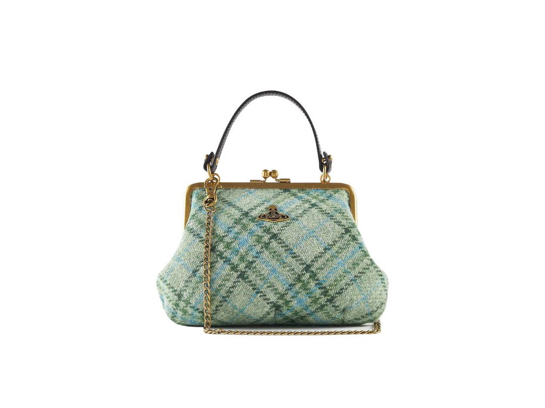 Vivienne Westwood Vivienne Westwood Elena Frame Purse In Harris Tweed Wool Green