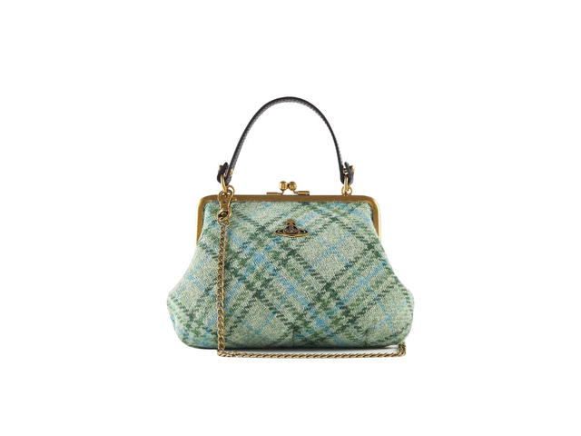 Vivienne Westwood Vivienne Westwood Elena Frame Purse In Harris Tweed Wool Green - view 1