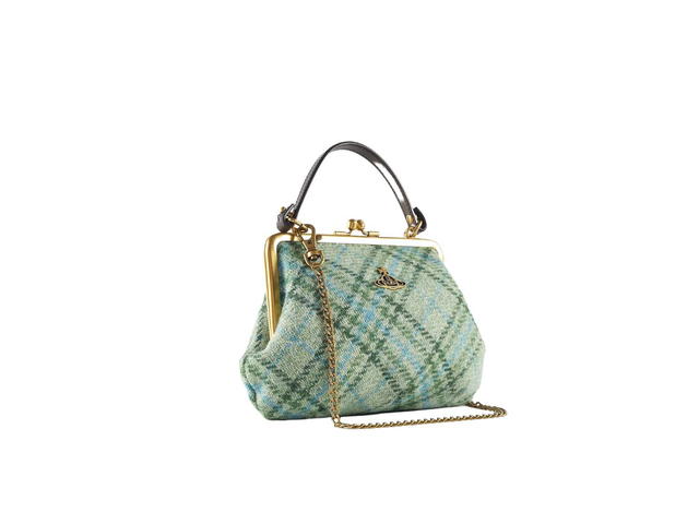 Vivienne Westwood Vivienne Westwood Elena Frame Purse In Harris Tweed Wool Green - view 2