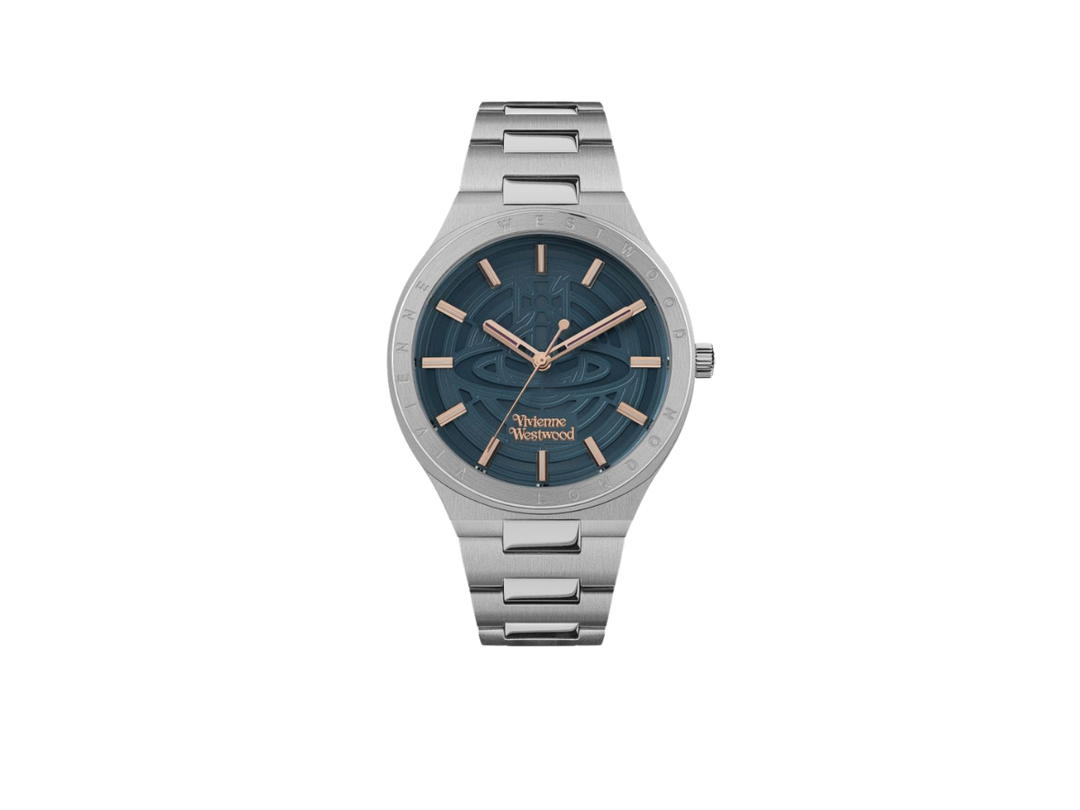 Vivienne Westwood Vivienne Westwood Eltham Watch In Stainless Steel With Three Hand Movement Blue