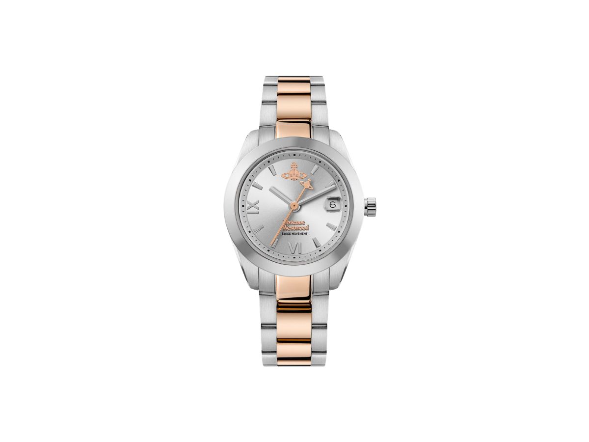 Vivienne Westwood Vivienne Westwood Fenchurch 37 MM In Round Face With Silver-Tone Hardware Silver-Rose Gold