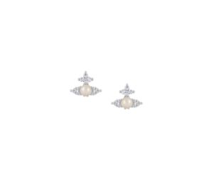 Buy Vivienne Westwood Feodora Earrings Platinum-White Cz-Creamrose Pearl at Sasom – Authentic and Ready to Ship
