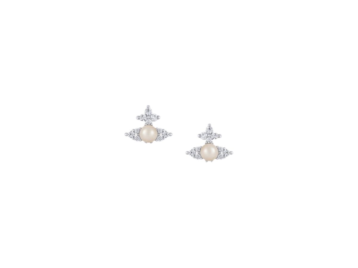 Vivienne Westwood Vivienne Westwood Feodora Earrings Platinum-White Cz-Creamrose Pearl