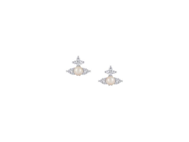 Vivienne Westwood Vivienne Westwood Feodora Earrings Platinum-White Cz-Creamrose Pearl - view 1