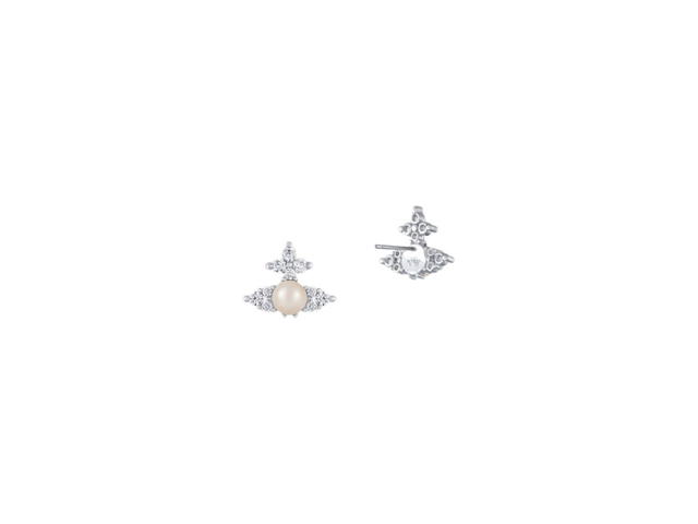 Vivienne Westwood Vivienne Westwood Feodora Earrings Platinum-White Cz-Creamrose Pearl - view 2