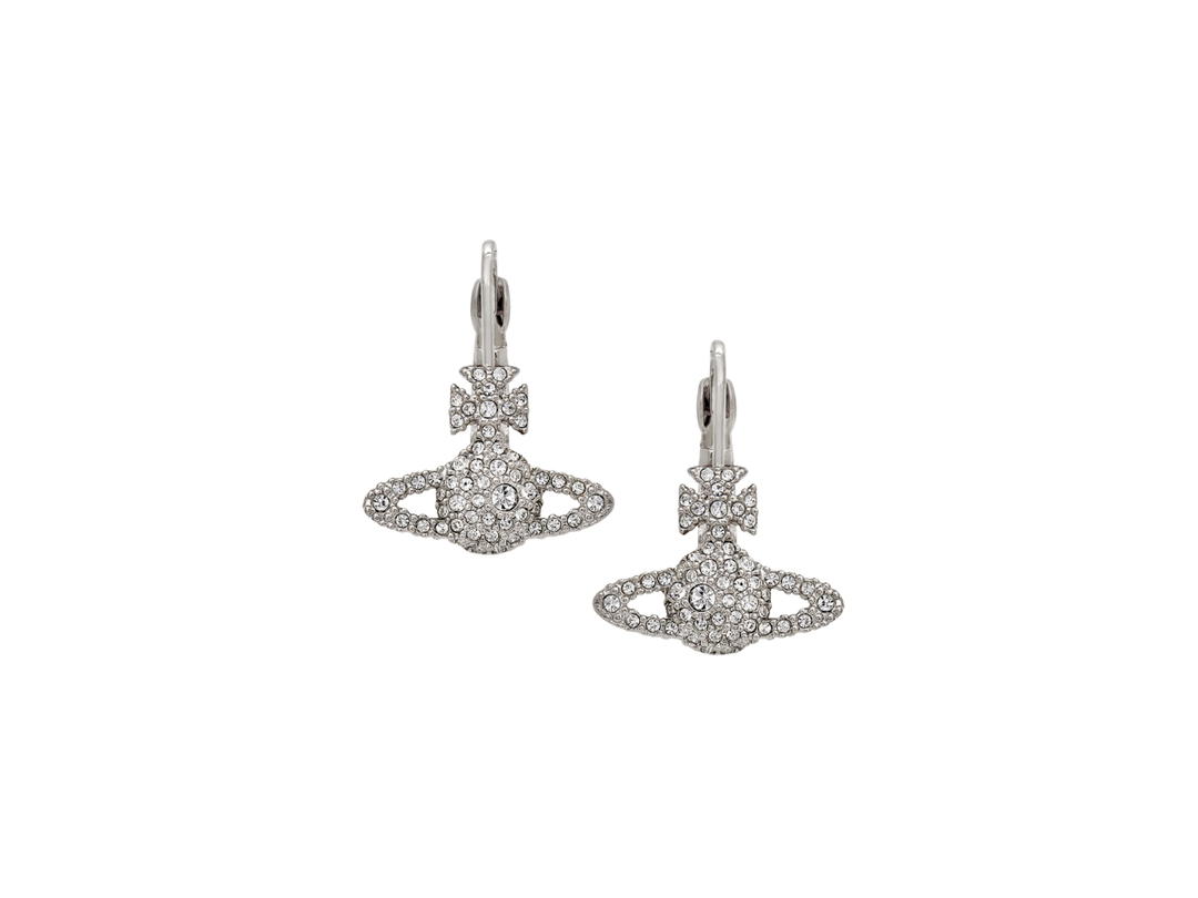 Vivienne Westwood Vivienne Westwood Grace Bas Relief Earrings In Orb Motif Brass-Crystal With Silver Color