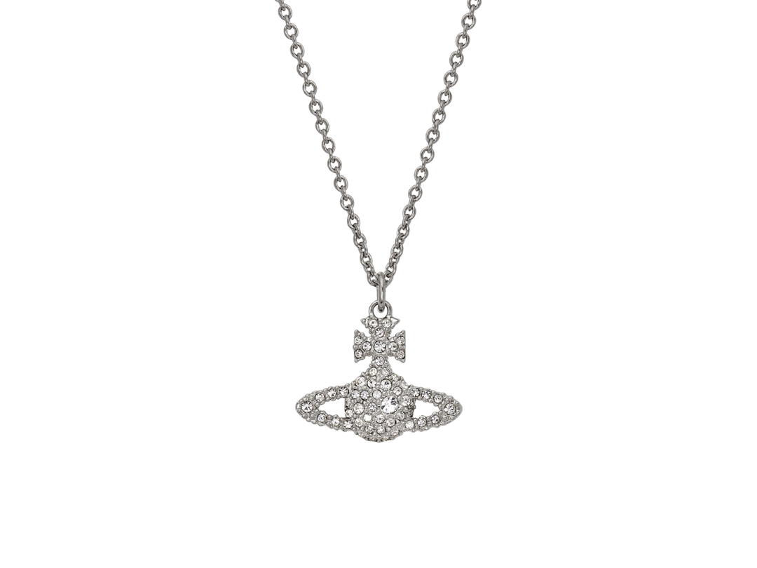 Vivienne Westwood Vivienne Westwood Grace Bas Relief Pendant In White Crystal Two-Dimensional Orb With Silver-Tone Plating
