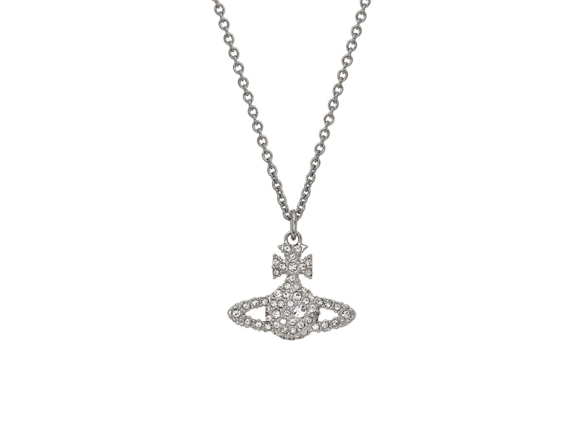 Vivienne Westwood Vivienne Westwood Grace Bas Relief Pendant In White Crystal Two-Dimensional Orb With Silver-Tone Plating