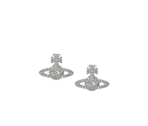 Buy Vivienne Westwood Grace Bas Relief Stud Earrings In Silver-Tone Plating With Oval Preciosa Crystals at Sasom – Authentic and Ready to Ship