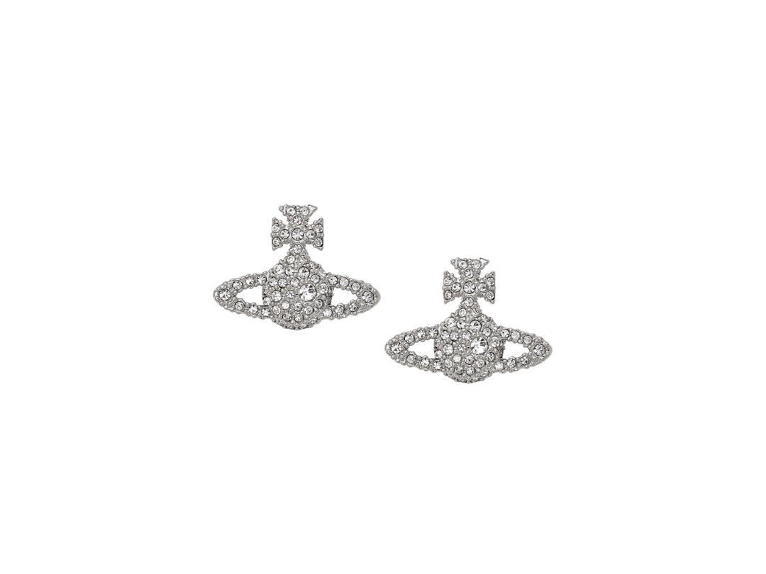 Vivienne Westwood Vivienne Westwood Grace Bas Relief Stud Earrings In Silver-Tone Plating With Oval Preciosa Crystals