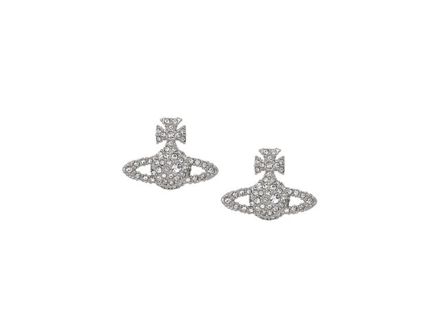 Vivienne Westwood Vivienne Westwood Grace Bas Relief Stud Earrings In Silver-Tone Plating With Oval Preciosa Crystals - view 1
