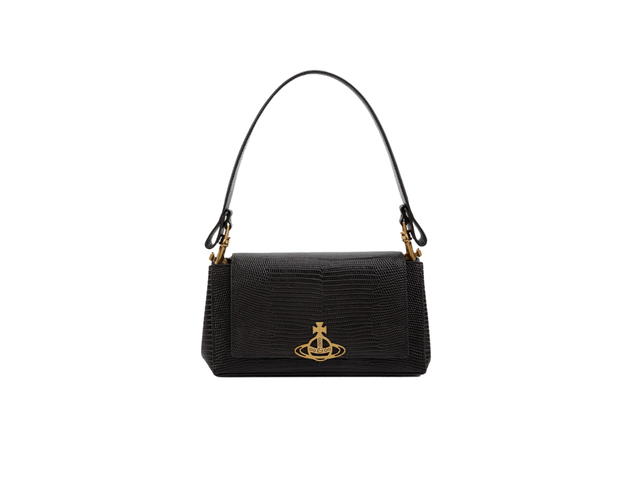 Vivienne Westwood Vivienne Westwood Hazel Medium Handbag In Calf Leather With Lizard Embossed Finish Black - view 1