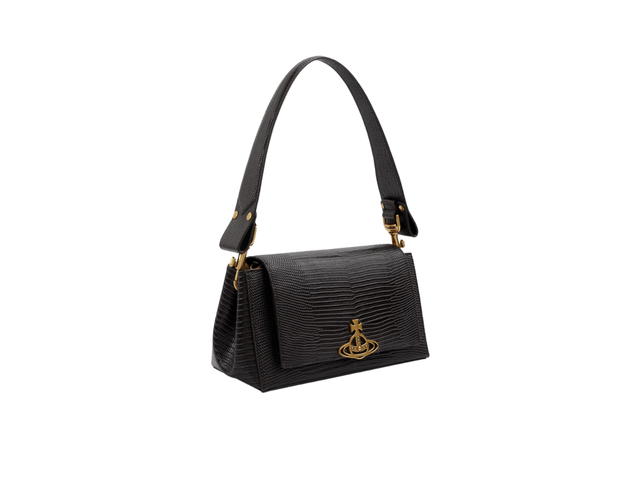 Vivienne Westwood Vivienne Westwood Hazel Medium Handbag In Calf Leather With Lizard Embossed Finish Black - view 2