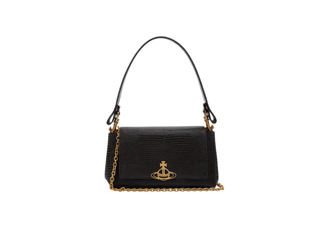 Vivienne Westwood Vivienne Westwood Hazel Medium Handbag In Calf Leather With Lizard Embossed Finish Black - view 3