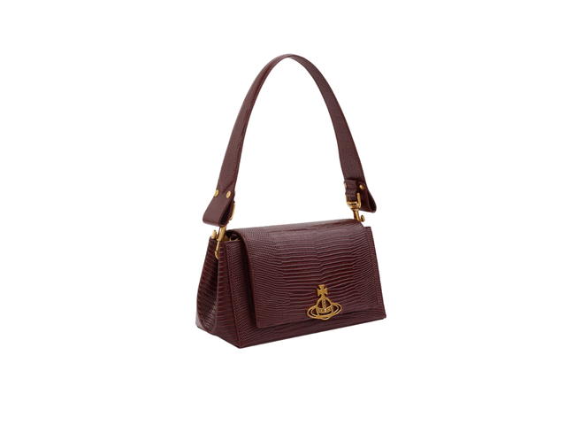 Vivienne Westwood Vivienne Westwood Hazel Medium Handbag In Calf Leather With Lizard Embossed Finish Burgundy - view 2