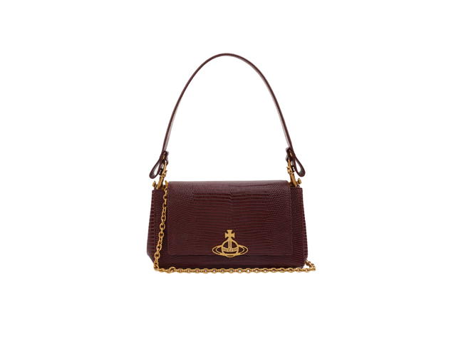 Vivienne Westwood Vivienne Westwood Hazel Medium Handbag In Calf Leather With Lizard Embossed Finish Burgundy - view 3