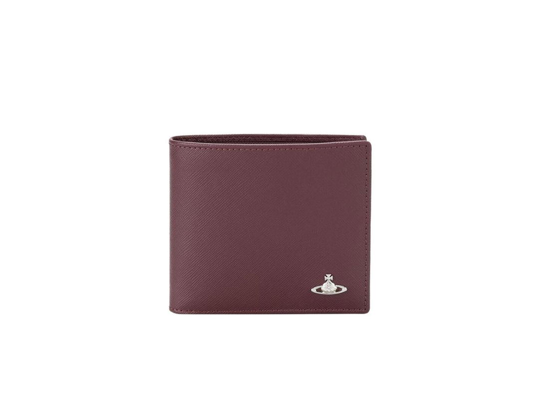 Vivienne Westwood Vivienne Westwood Kent Wallet In Saffiano Leather With Silver Finishing Burgundy