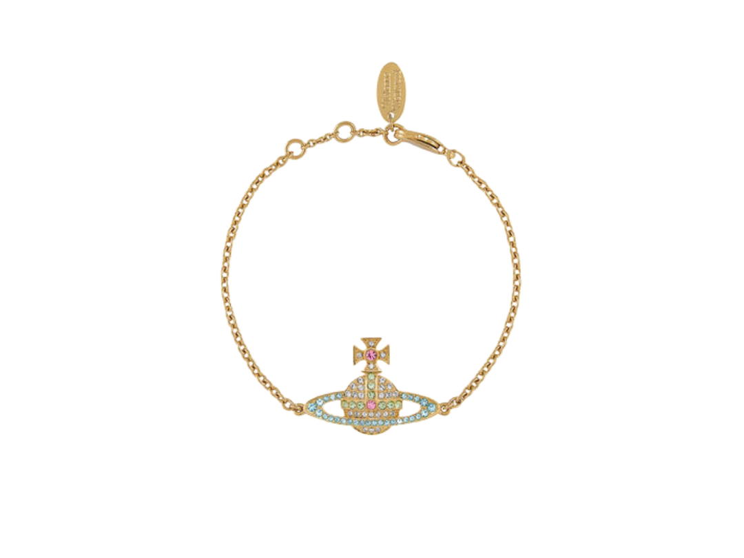 Vivienne Westwood Vivienne Westwood Kika Bracelet Gold-Crystal-Chrysolite-Aquamarine-Light Rose