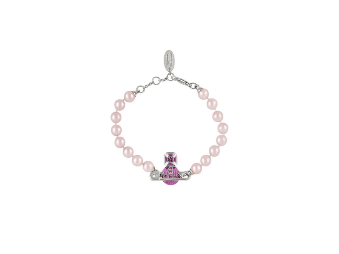 Vivienne Westwood Vivienne Westwood Kitty Pearl Bracelet Platinum-Rose Crystal-Rose Enamel