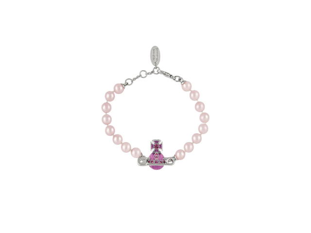 Vivienne Westwood Vivienne Westwood Kitty Pearl Bracelet Platinum-Rose Crystal-Rose Enamel - view 1