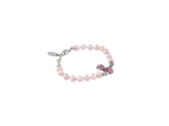 Vivienne Westwood Vivienne Westwood Kitty Pearl Bracelet Platinum-Rose Crystal-Rose Enamel - view 2