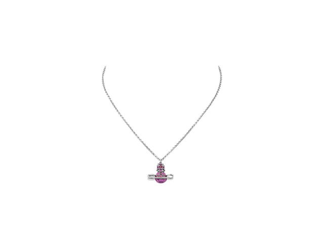 Vivienne Westwood Vivienne Westwood Kitty Pendant Platinum-Rose Crystal-Rose Enamel - view 1