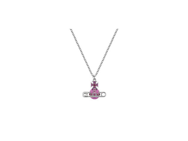 Vivienne Westwood Vivienne Westwood Kitty Pendant Platinum-Rose Crystal-Rose Enamel - view 2