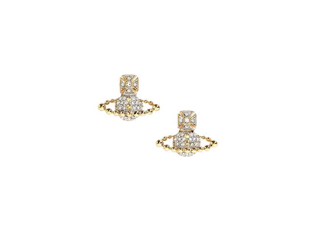 Vivienne Westwood Vivienne Westwood Lena Bas Relief Earrings In Gold Metal Hardware With Crystal - view 1