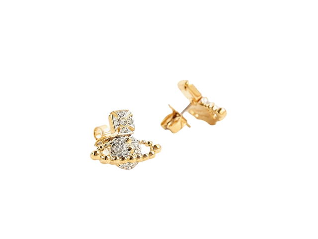 Vivienne Westwood Vivienne Westwood Lena Bas Relief Earrings In Gold Metal Hardware With Crystal - view 2