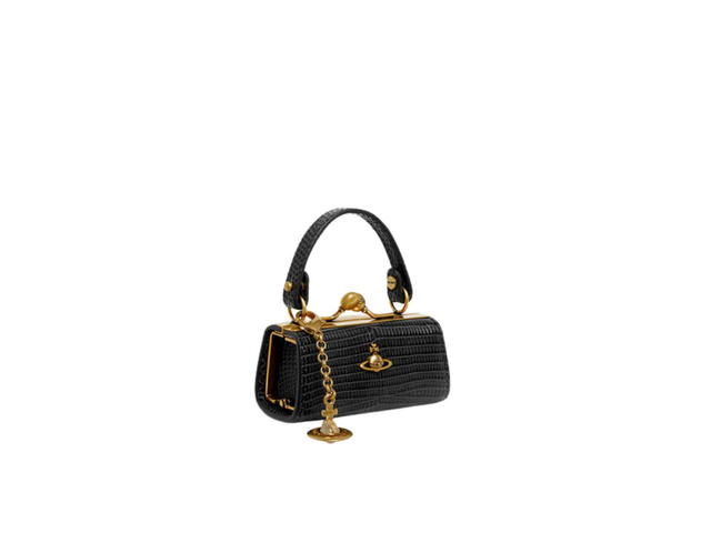 Vivienne Westwood Vivienne Westwood Lizard Doll Bag In Lizard-Embossed Finish With Metal Hardware And Branding Black - view 2