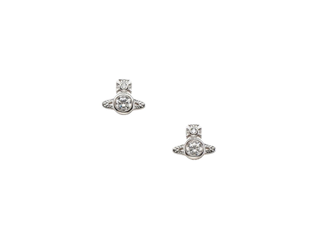 Vivienne Westwood Vivienne Westwood London Orb Earrings In White Crystal With Silver-tone Plating