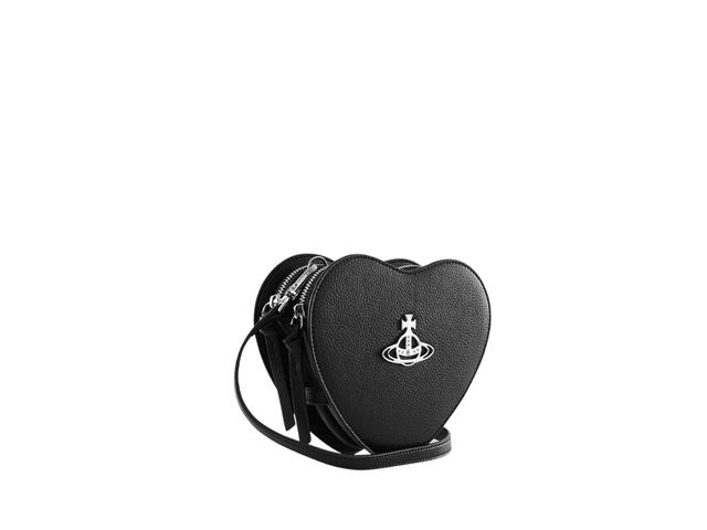 Vivienne Westwood Vivienne Westwood Louise Heart Crossbody Bag In Grain-Effect Finish With Metal Hardware Black - view 2