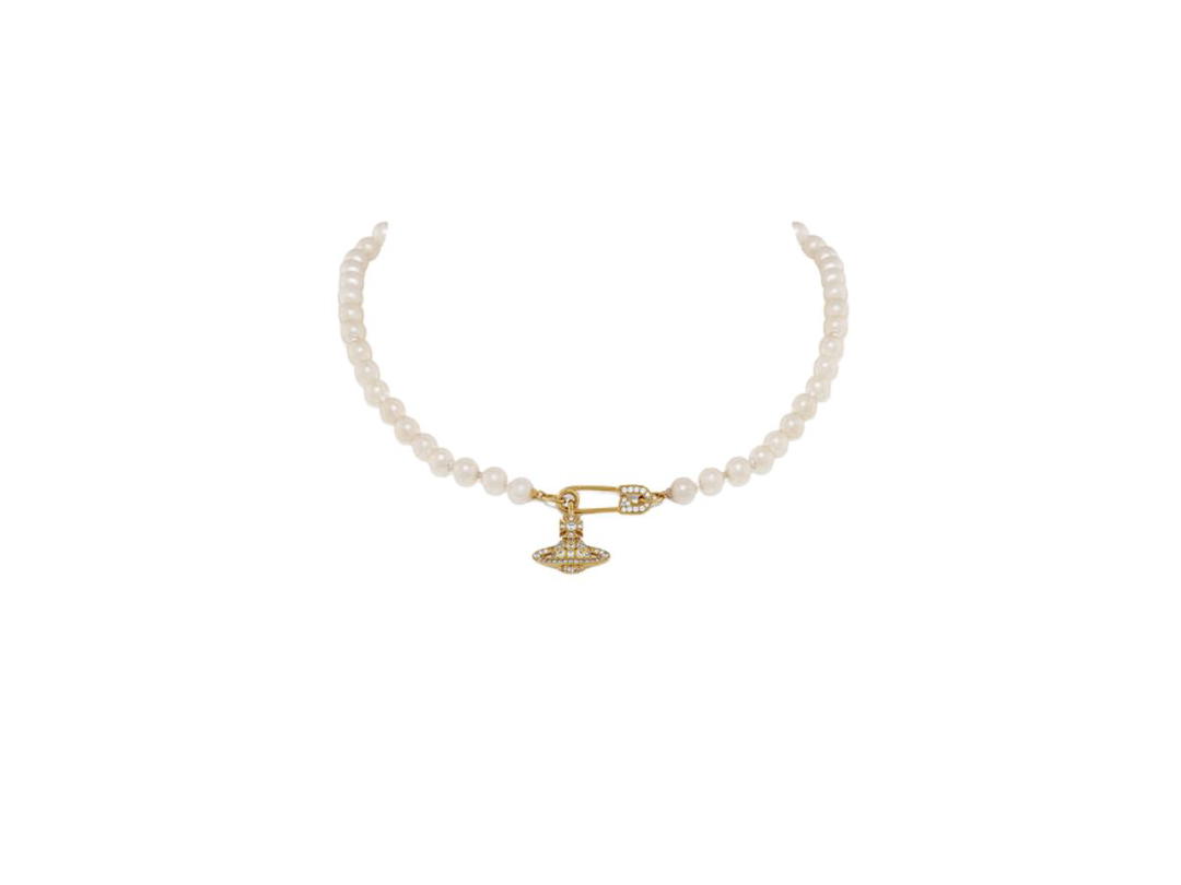 Vivienne Westwood Vivienne Westwood Lucrece Pearl Necklace Gold-Light Creamrose Pearl-White Cz