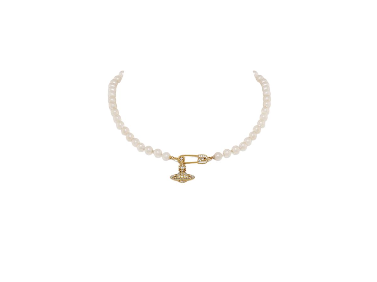 Vivienne Westwood Vivienne Westwood Lucrece Pearl Necklace Gold-Light Creamrose Pearl-White Cz