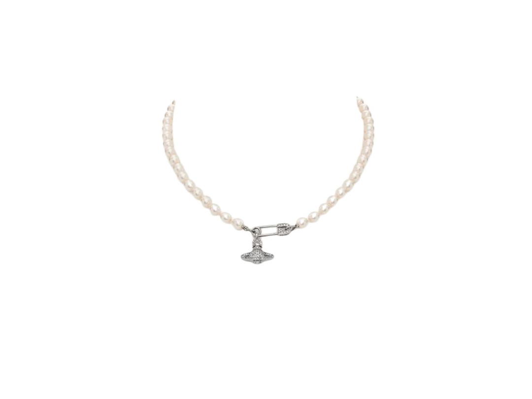 Vivienne Westwood Vivienne Westwood Lucrece Pearl Necklace Platinum-Light Creamrose Pearl-White Cz