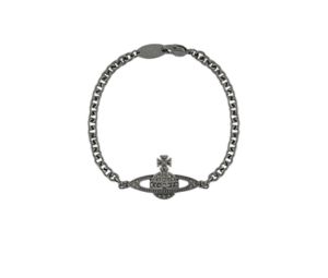 Buy Vivienne Westwood Man. Mini Bas Relief Chain Bracelet In Gunmetal-Tone Trace Chain Ruthenium Black Diamond at Sasom – Authentic and Ready to Ship