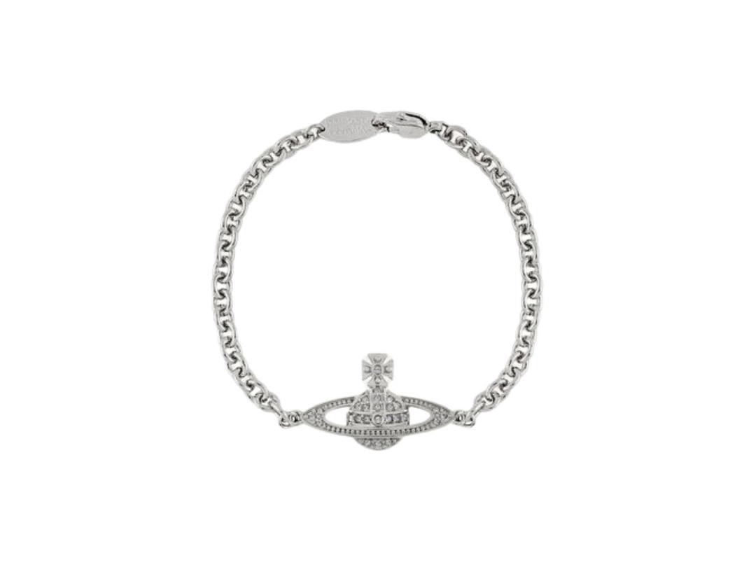 Vivienne Westwood Vivienne Westwood Man. Mini Bas Relief Chain Bracelet In Silver-Tone Trace Chain Platinum Crystal