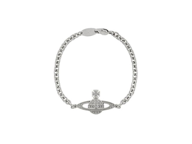 Vivienne Westwood Vivienne Westwood Man. Mini Bas Relief Chain Bracelet In Silver-Tone Trace Chain Platinum Crystal - view 1