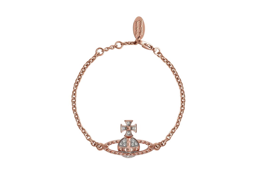 Vivienne Westwood Vivienne Westwood Mayfair Bas Relief Bracelet In Pink-Gold-tone Plated Metal With Orb-Shape Crystal