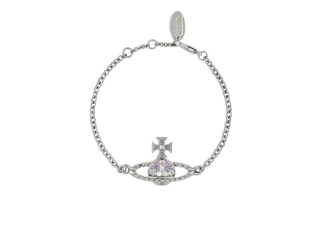 Vivienne Westwood Vivienne Westwood Mayfair Bas Relief Bracelet In Silver Base Metal With Rhodium Violet Crystal