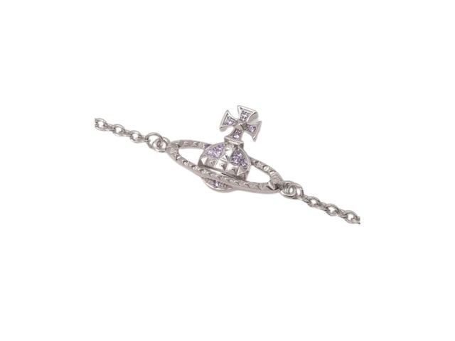 Vivienne Westwood Vivienne Westwood Mayfair Bas Relief Bracelet In Silver Base Metal With Rhodium Violet Crystal - view 2