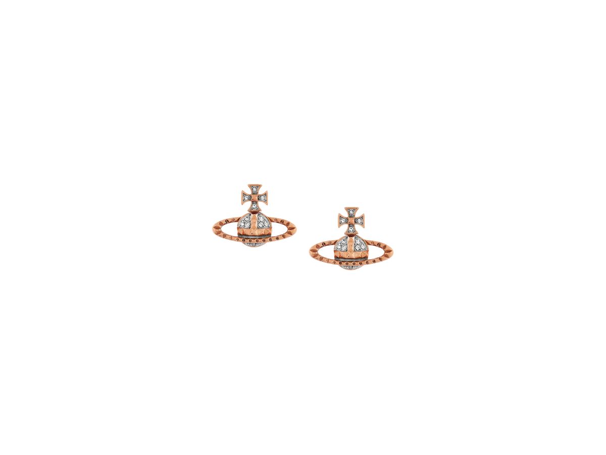 Vivienne Westwood Vivienne Westwood Mayfair Bas Relief Earrings In Brass With Preciosa Crystals Pink Gold