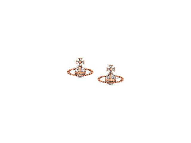 Vivienne Westwood Vivienne Westwood Mayfair Bas Relief Earrings In Brass With Preciosa Crystals Pink Gold - view 1
